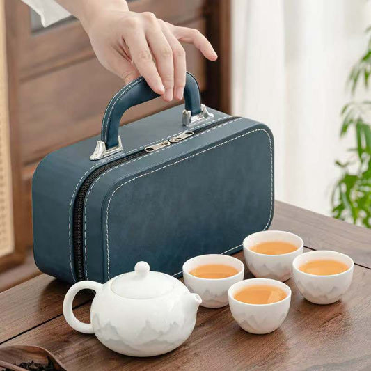 茶器 高級水墨デザインの旅行用茶器セット